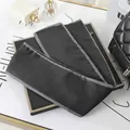 Black chiffon satin scarf ribbon with striped edges for handbags and hair styling. - L040-07-09 Solid Color - Black