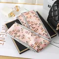 Elegant pink floral satin skinny scarf for women bag handle ribbon hair tie accessory - L040-26-03 Lilac - Snow Bud
