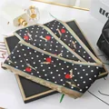 Elegant polka dot silk skinny scarf with rose floral print for hair and bag styling - L040-22-02 Polka Dot Rose - Black