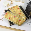 Elegant yellow polka dot and floral satin skinny scarf for women's hair styling or bag accessory - L040-22-03 Polka Dot Rose - Yellow