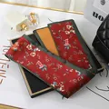 Elegant red floral silk scarf for hair or handbags, soft satin texture accessory. - L040-19-02 Small Floral Print - Red