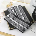 Elegant black and white snakeskin print skinny silk scarf for hair, neck, or bag handle - L040-29-01 Black Golden Python