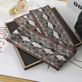 Elegant snake print narrow silk scarf for hair, neck, or bag accessory in brown tones - L040-29-03 Golden Python - Khaki