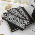 Elegant black and white geometric pattern double-layer silk scarf for women - L040-23-01 Double P - Black