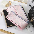 Elegant pink and blue silk twilly scarf with COCO pattern for handbag decoration - L040-24-01 Double C Letters - Pink