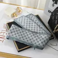 Elegant silk satin skinny scarf with interlocking G pattern in grey for hair and bags - L040-25-06 Bow - Gray