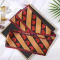 Elegant heart print skinny scarf in gold and black for hair and bag styling - L040-32-03 Black And Yellow Twill Stripes - Red Heart