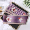 Skinny silk scarf with floral and houndstooth pattern for hair and bag accessories - L040-36-05 Dashed Square Morning Glory - Khaki