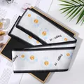 Elegant white skinny silk scarf with blue daisy and lightning prints for hair or bag accessories - L040-37-03 Blooming Daisies - White