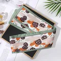 Elegant chiffon satin skinny scarf with stylish cactus and dot prints. - L040-46-01 Colorful Mushroom - Pea Green