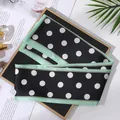 Black and mint green polka dot skinny satin scarf ribbon for hair or bag - L040-02-10 Polka Dot - Light Green