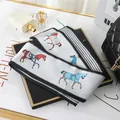 Elegant long satin silk scarf with horse print patterns for stylish hair and handbags. - L040-27-02 Cartoon Rocking Horse - Black Edge Gray