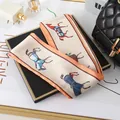 Elegant horse print satin silk scarf with orange border for women's fashion handbags - L040-27-05 Cartoon Rocking Horse - Beige