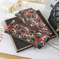 Tiger head print satin silk scarf for hair or bag accessories - L040-28-04 Tiger Head - Red