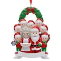 Detailed view of a personalized Christmas family ornament featuring Santa and name banner - 7