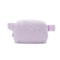 Premium soft lavender sherpa fleece belt bag for winter sports and casual outdoor use. - Light Purple