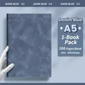 Cuaderno A5 de cuero nubuck azul oscuro para reuniones y diario, 160 páginas, tacto premium. - A5 (160 Páginas) / Azul Denim