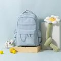 Light blue waterproof backpack with cute bunny ear design and decorative chain detail. - Blue