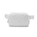 Stylish white sherpa fleece belt bag for winter sports with adjustable strap and buckle - White