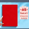 Elegante cuaderno A5 de cuero sintético rojo con 160 páginas para oficina y clase - A5 (160 Páginas) / Rojo