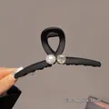 Grande pince à cheveux noire mate ornée de perle et strass, taille environ 13 cm - Style pince à griffes / Version 13cm / Noir
