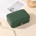 Portable dark green leather jewelry organizer box for earrings, rings and necklaces - 16*11*5cm / Dark Green