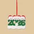2026 snowman family resin ornament with four heads and space for DIY names personalization - Christmas 2026 Family 4
