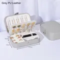 Portable gray PU leather jewelry organizer box for earrings rings and necklaces 17x12x5cm - 16*11*5cm / Gray