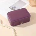 Elegant compact portable purple faux leather jewelry storage box for rings and earrings - 16*11*5cm / Purple