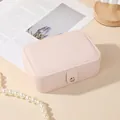 Elegant pink portable jewelry box for earrings and rings featuring a soft leather texture - 16*11*5cm / Light Pink
