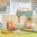 Premium wooden pretend play kitchen toy stand mixer set for kids role playing games - Blender