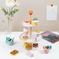 Wooden toy afternoon tea set with multi-tier stand and colorful play desserts - Multi-layer Dessert Rack