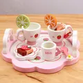 Wooden simulation strawberry tea set toy for kids role playing - Lemon Tea Ware
