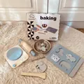 Children's wooden pretend play baking set with animal molds, rolling pin, and bowl - Baking Set