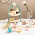Educational wooden afternoon tea and dessert play set for toddlers role play games - Crown Afternoon Tea