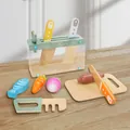 Educational wooden play kitchen toy set including cutting vegetables and toy knives - Kitchenware