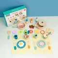 KABI wooden play kitchen set with colorful play food pots and utensils for kids - Cooking Set