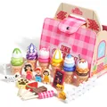 Wooden ice cream play set with pink carry bag and colorful dessert accessories - Ice Cream Handbag