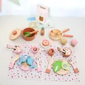 Complete wooden play kitchen toy set with pots, pans, and food accessories - Bear Cooking Set