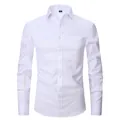Classic white long-sleeved professional dress shirt for men made of breathable cotton - 3XL / Tops / White