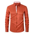 Slim fit men's long-sleeve business casual shirt in a vibrant orange red finish - S / Tops / Orange Red