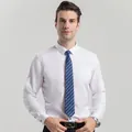 Professional slim fit white long sleeve dress shirt for men in business formal style - 3XL / Tops / White (H-2-706)