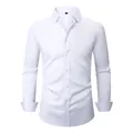 Professional men's white four-way stretch anti-wrinkle long sleeve business shirt - 3XL / Tops / White (White Button)