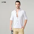 Bügelfreies weißes Langarm-Business-Freizeithemd für Herren - XL / Oberteile / Weiß