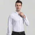 Premium slim fit long sleeve white business dress shirt for men featuring white buttons - 3XL / Tops / White with White Buttons (H-2-706)