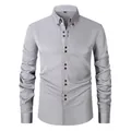 Men's premium slim fit long sleeve business casual stretch shirt in space gray color - S / Tops / Space Gray