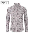 Chemise décontractée à manches longues pour hommes avec imprimé floral et col rabattu - Motif Floral Blanc