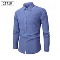 Camicia casual classica da uomo a maniche lunghe con motivo a scacchi blu e bianchi - S / Tops / A Quadri Vichy Blu e Bianco (21710)