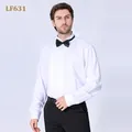 Men's elegant white formal tuxedo shirt featuring a pleated bib and a black bow tie - 3XL / Tops / White