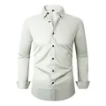 Premium men's light grey four-way stretch wrinkle-resistant long sleeve business shirt - 3XL / Tops / Off White